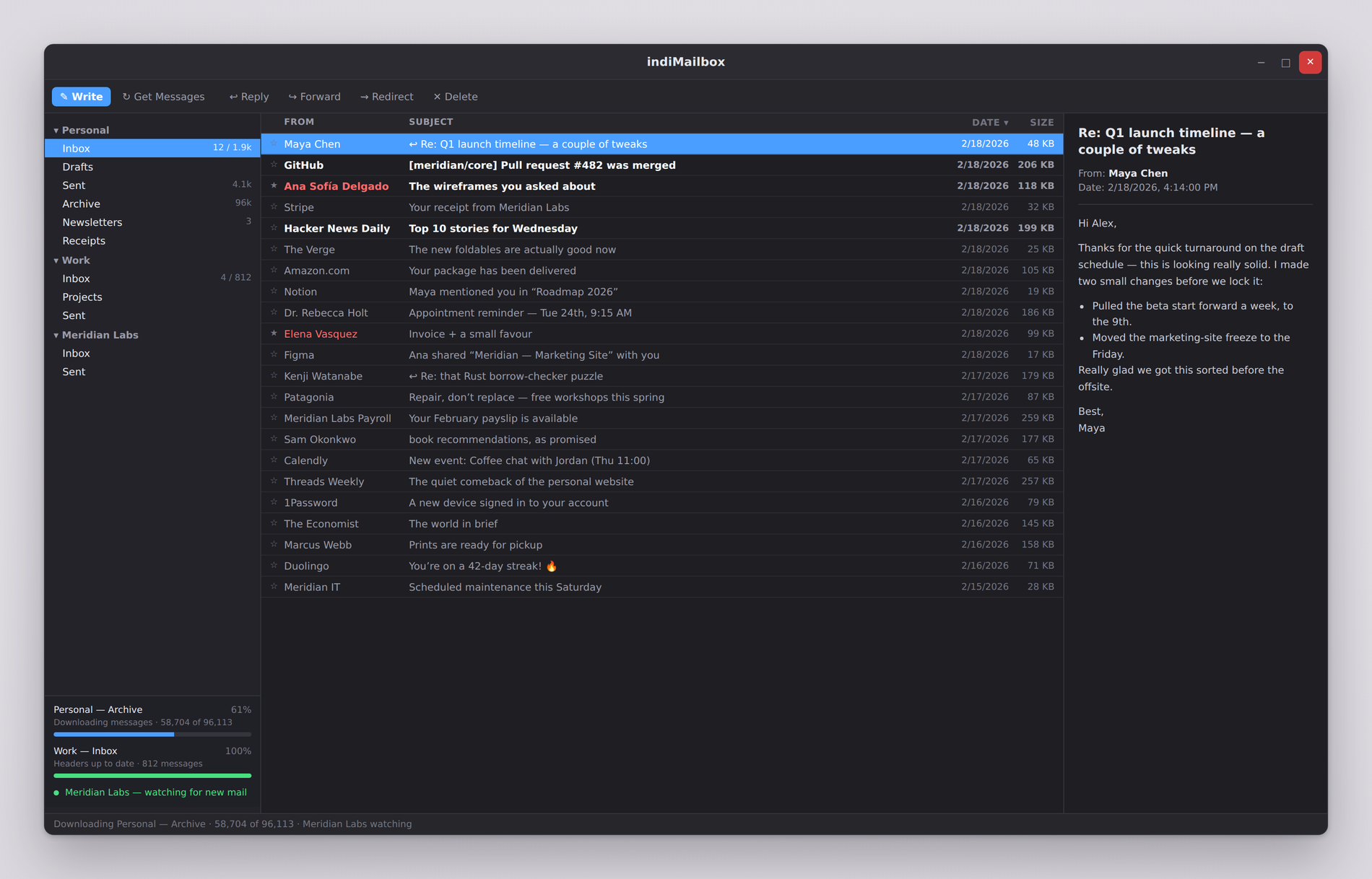 indiMailbox downloading a large mailbox while remaining responsive